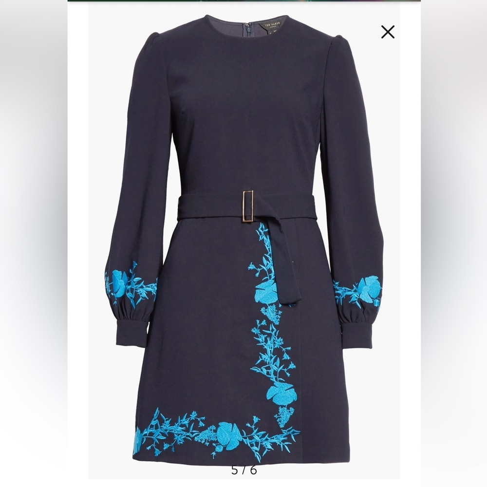 Ted Baker Zephyra Bluebell Embroidered Long Sleeve mini dress size 2 - Picture 15 of 16